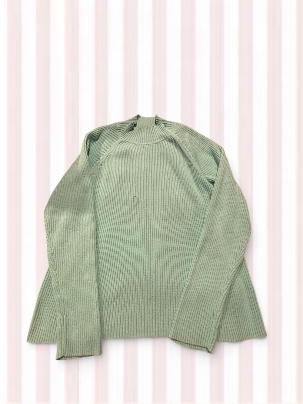 Studio Works Sage Ribbed Turtleneck Sweater